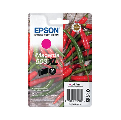 Epson 503XL Magenta Tintenpatrone (Original) – 470 Seiten – für WF-2960DWF/WF-2965DWF, XP-5200/XP-5205