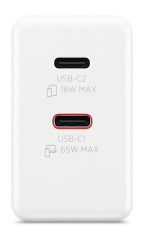 Lenovo G0A6065WEU USB-Desktop-Ladegerät 65 W – USB-C×2 – 1,5 m Kabel, Weiss – für mobile Geräte