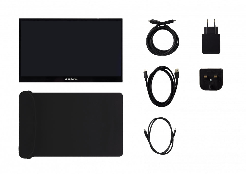Verbatim Portabler Monitor, 17,3", 1920 × 1080 (Full HD), IPS, Touch, 60 Hz, 300 cd/m², Schwarz