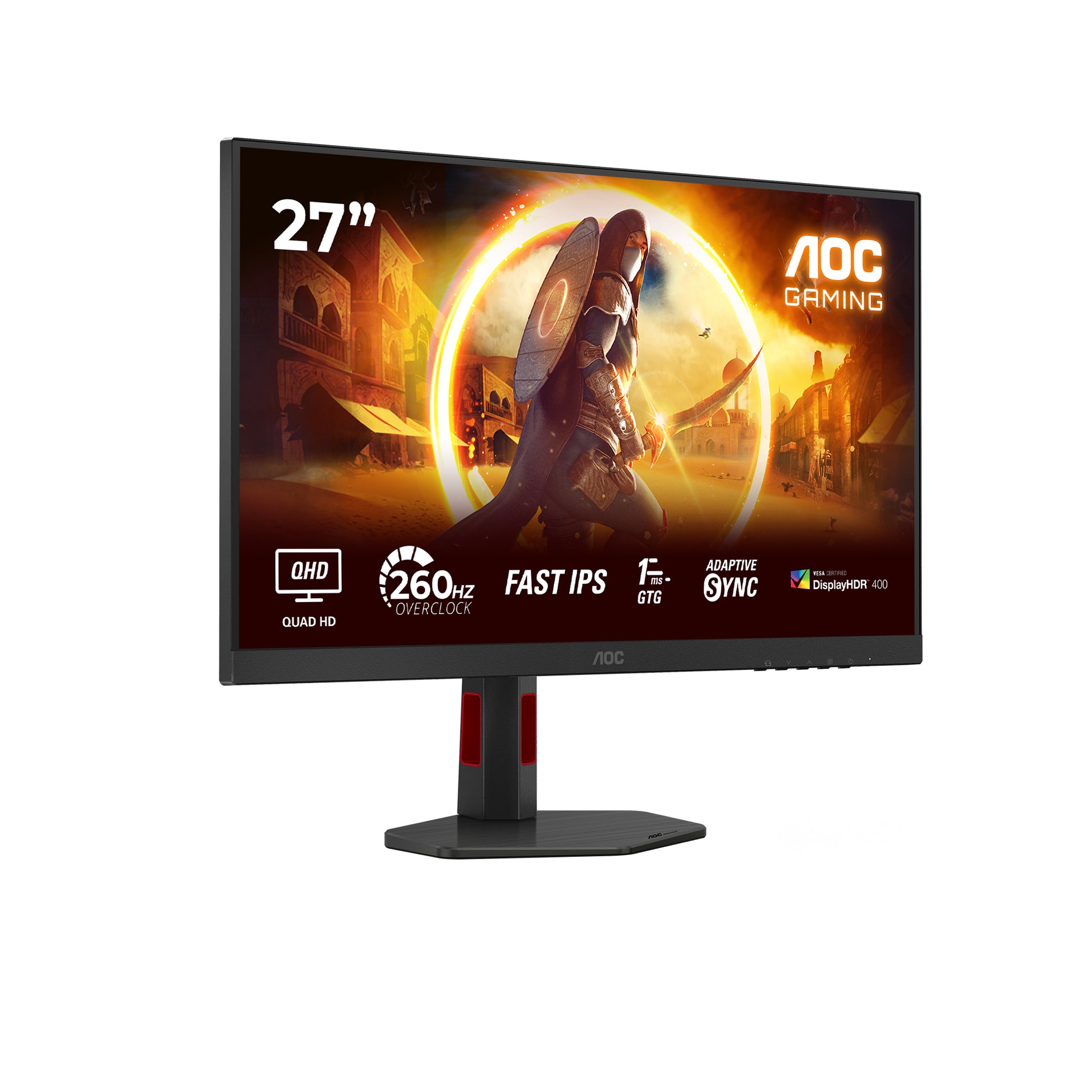 AOC Q27G4ZR – Monitor, 27", 2560 × 1440 (WQHD), IPS, 260 Hz, Adaptive Sync, Lautsprecher, Rot