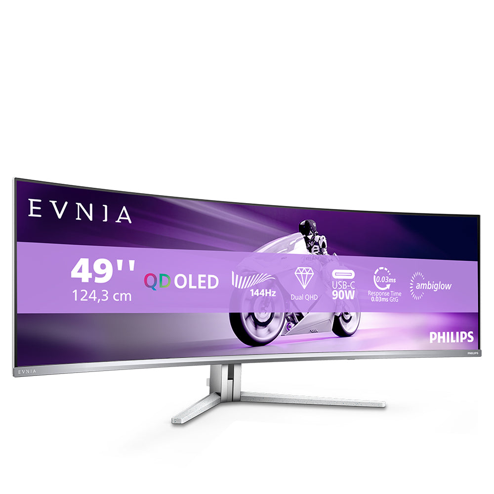 Philips Evnia 8000 49M2C8900L/00 – Monitor, 48,9", 250 cd/m², USB-C, KVM, Lautsprecher, VESA 100 × 100, Weiss