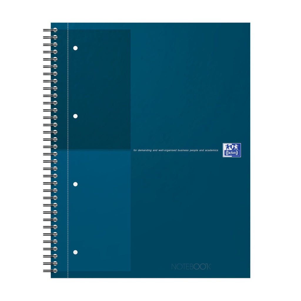 Oxford Collegeblock – A4+ – 80 g/m² – Doppelspirale, mikroperforiert, Kopfzeile, doppelter Rand, Petrol