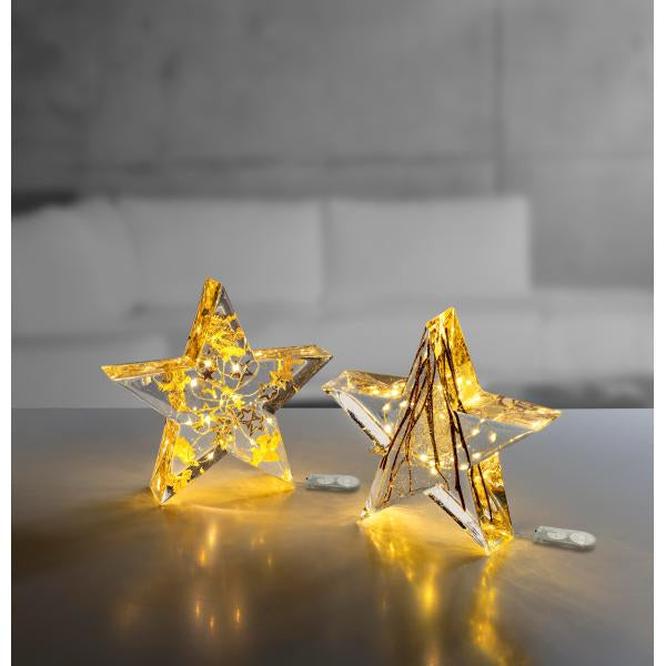 Glorex Lichterkette – Starterset, 10 Stk., 1,1 m, warmweiss, Timer, transparent