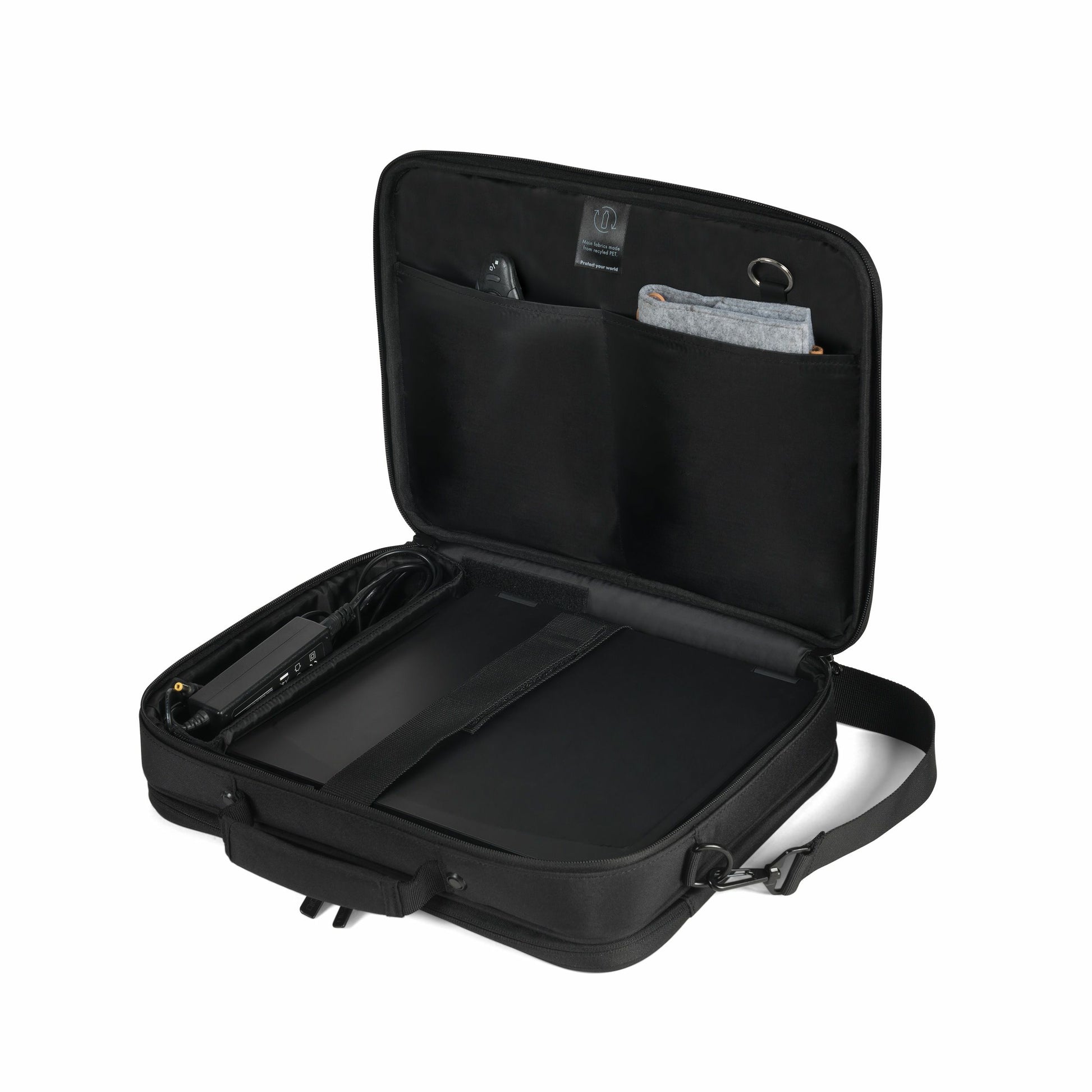 DICOTA Notebook-Tasche für Geräte bis 14,1" – wasserabweisend, 100% recyceltes PET – Schwarz