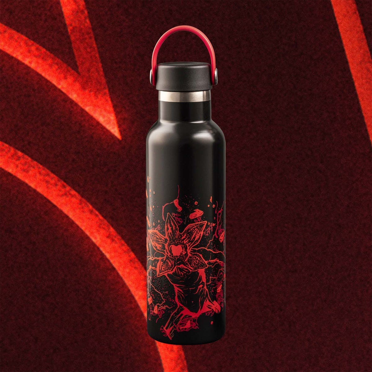 Bialetti Stranger Things Isolierflasche 600 ml – Doppelwandig, Edelstahl, Schraubdeckel, Rot