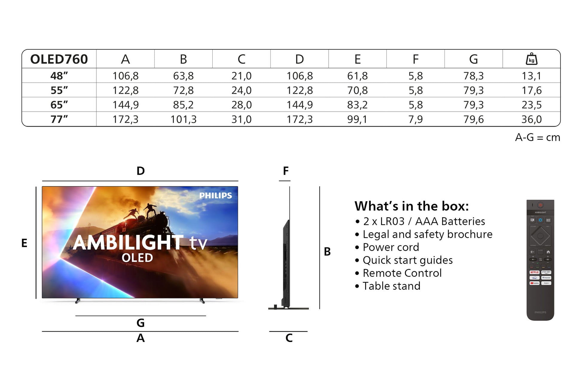 Philips 65OLED760/12 – 65" OLED UHD 4K, Titan OS, Ambilight (2025)