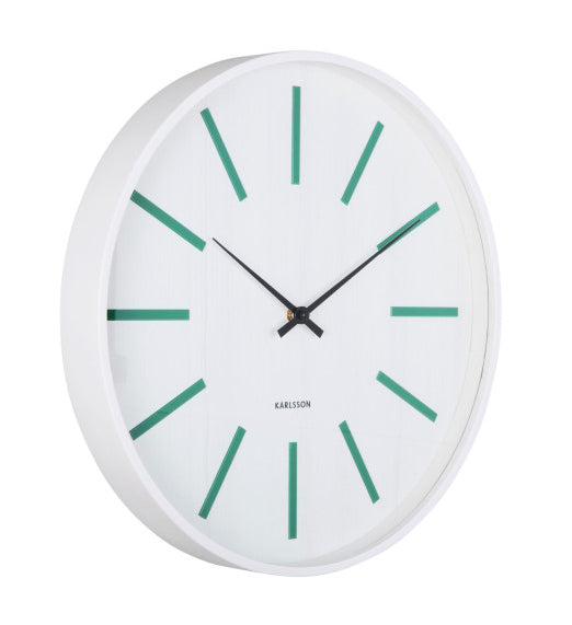 Karlsson Wanduhr – Analog, Ø 40 cm, weiss/grün, Holz