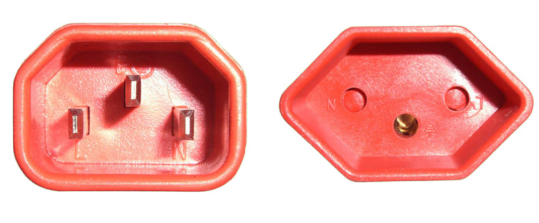 Diggelmann Netzkabel, IEC C14 auf T13, Kinderschutz, 0,3 m, Rot, SPRDC14T13-03