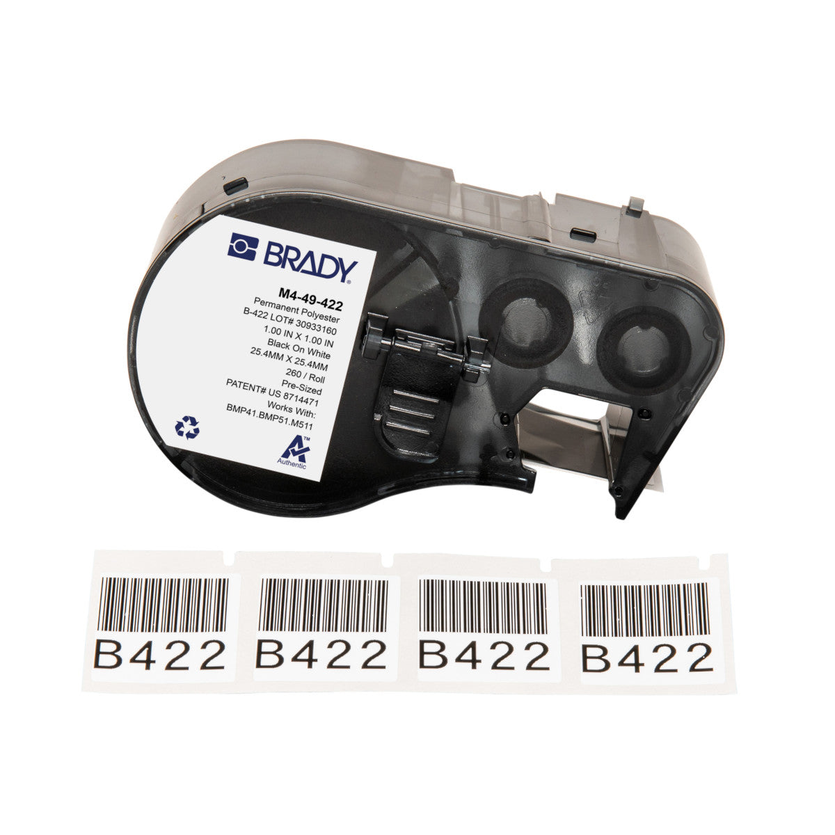 Brady M4-49-422 – Etiketten (Rolle) 25 × 25 mm – Polyester – permanent haftend – für Brady BMP-Serie