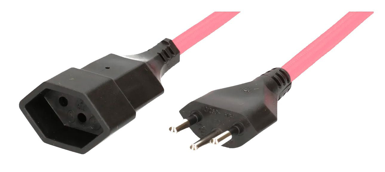 MaxTex Verlängerungskabel – T12–T13, 3 m, 3×1 mm², Textilmantel, Rosa