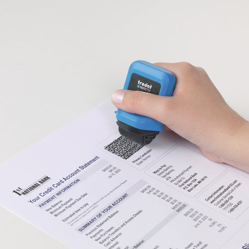 Trodat ID Protector – Tintenrollstempel (Datenmaskierer), Farbe Blau
