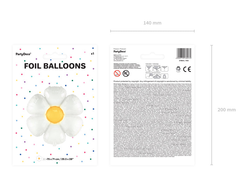 PartyDeco Folienballon Gänseblümchen – Gelb – 97 × 103 cm – 1 Stk