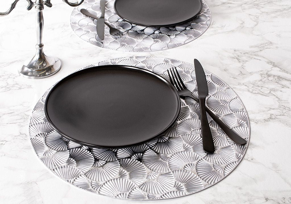 Tiseco Runde Tischdecke – Ø 38 cm, PVC, Silber, Capellini