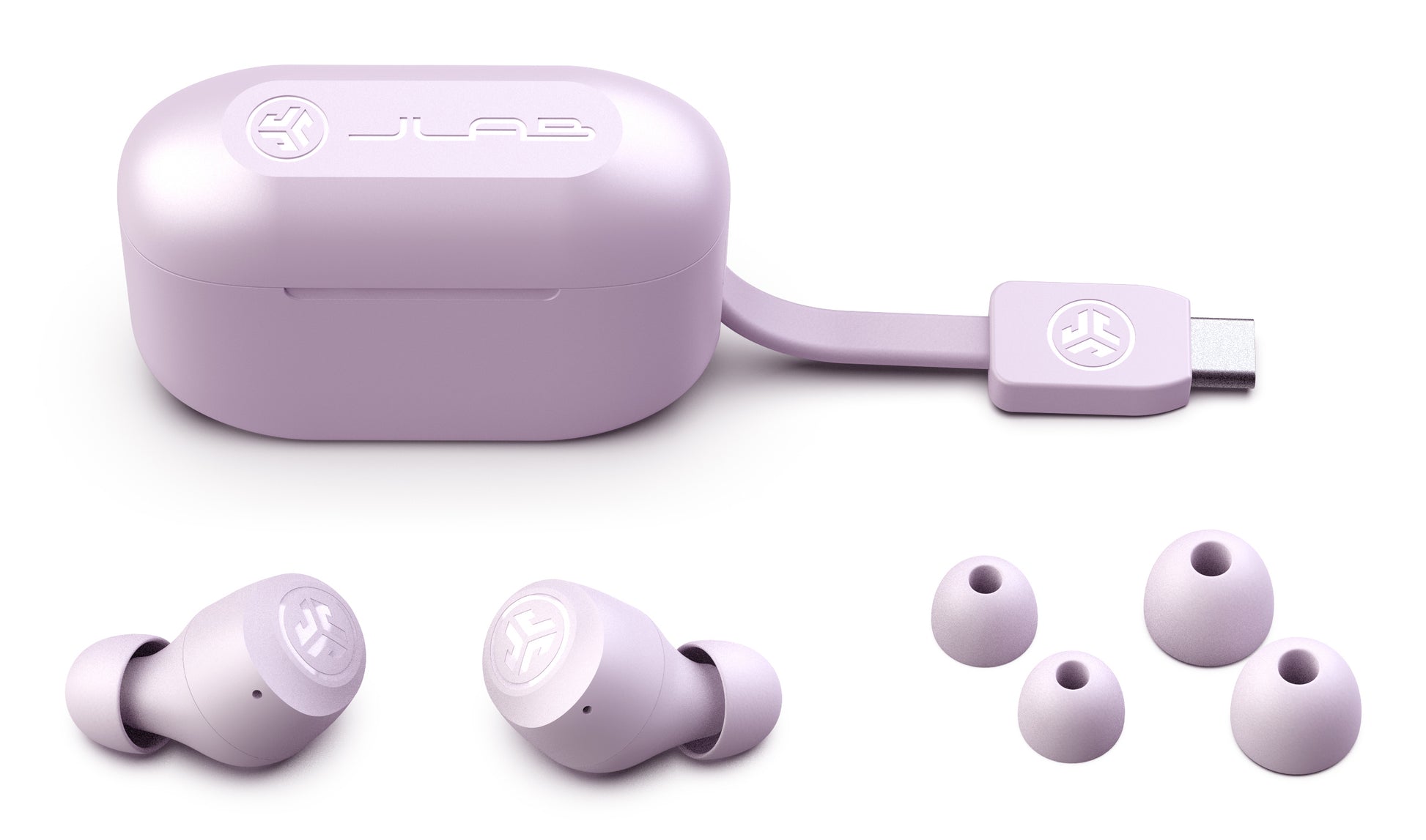 JLab Go Pop+ TWS In-Ear – mit Ladecase, Violett, BT 5.1