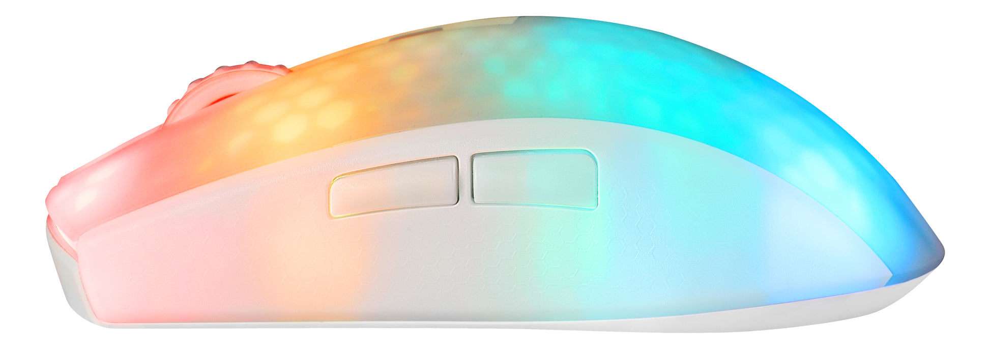 Deltaco Gaming DM320 – Gaming-Maus – Kabellos (Bluetooth/2,4 GHz), 10000 DPI, Rechtshänder, Weiss/Transparent