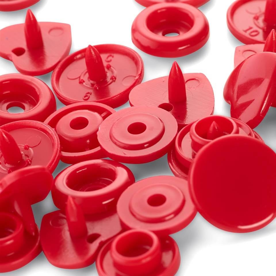 Prym Druckknopf-Set Ø 12,4 mm – Herz, Polyoxymethylen, Rot, 30 Stück