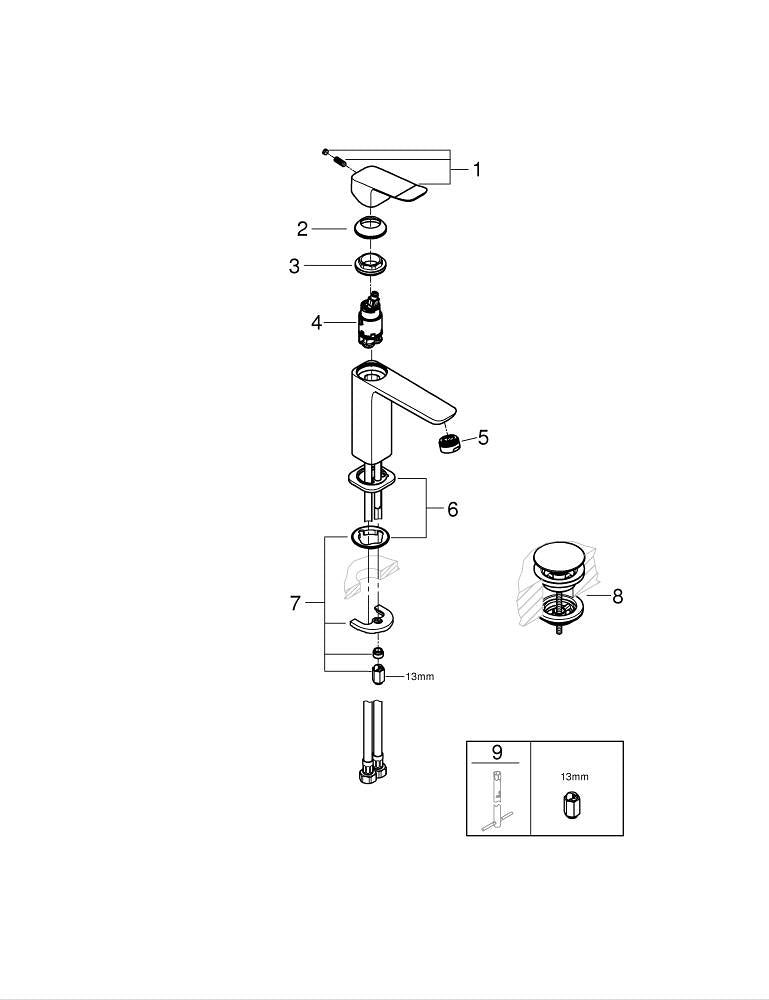 GROHE Badebatterie Dice – Metall, Einhebelmischer, Schwarz