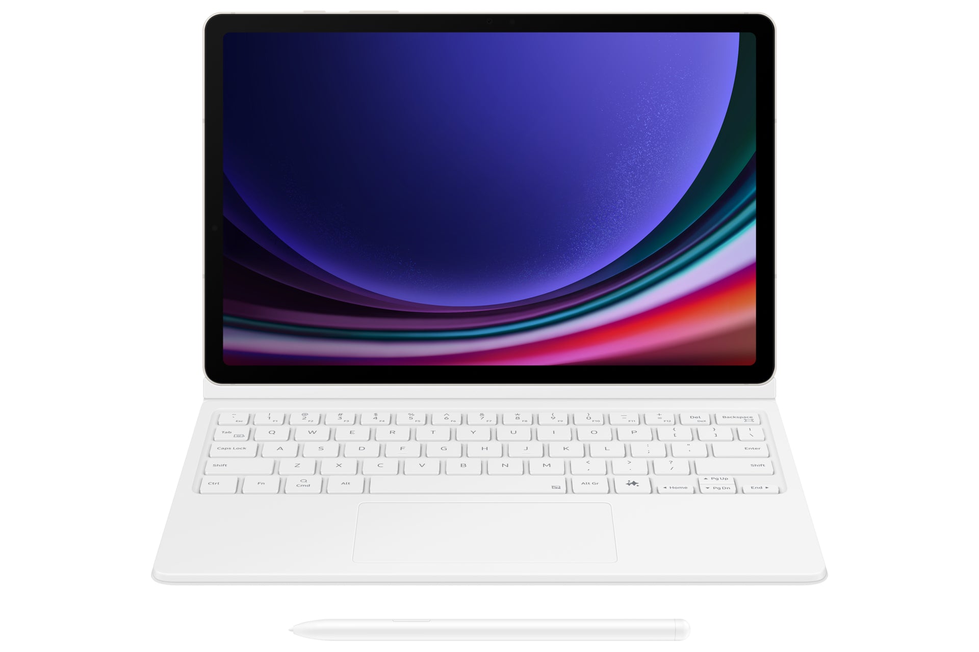 Samsung Book Cover Keyboard EF-DX725 – Galaxy Tab S9, S9 FE, QWERTZ, Touchpad, Weiss