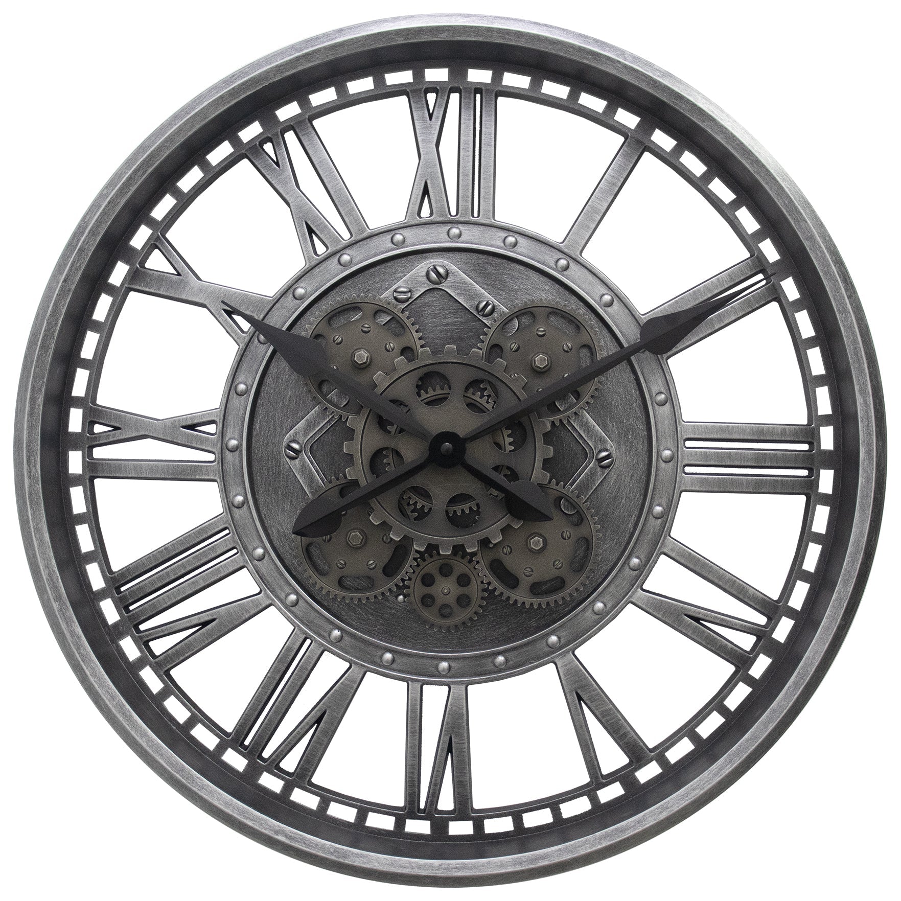Technoline WT 1585 Wanduhr – Analog, Ø 50,8 cm, Silber, Kunststoff