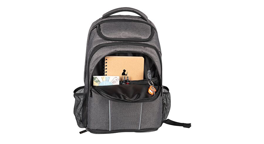 Wedo Schulrucksack – für 15,6", 28 l, mit gepolstertem Notebookfach, Polyester – Grau