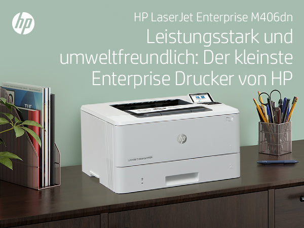 HP LaserJet Enterprise M406dn – S/W, Duplex, 42 S./Min., 1200 × 1200 dpi, LAN, Papier: 350 Blatt