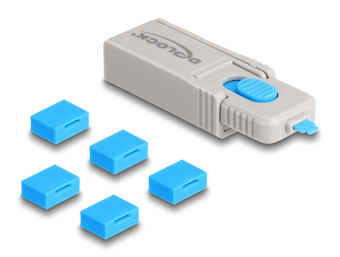 DeLOCK USB-Port-Blocker-Set – Blau/Grau – 5er-Set – für USB-A