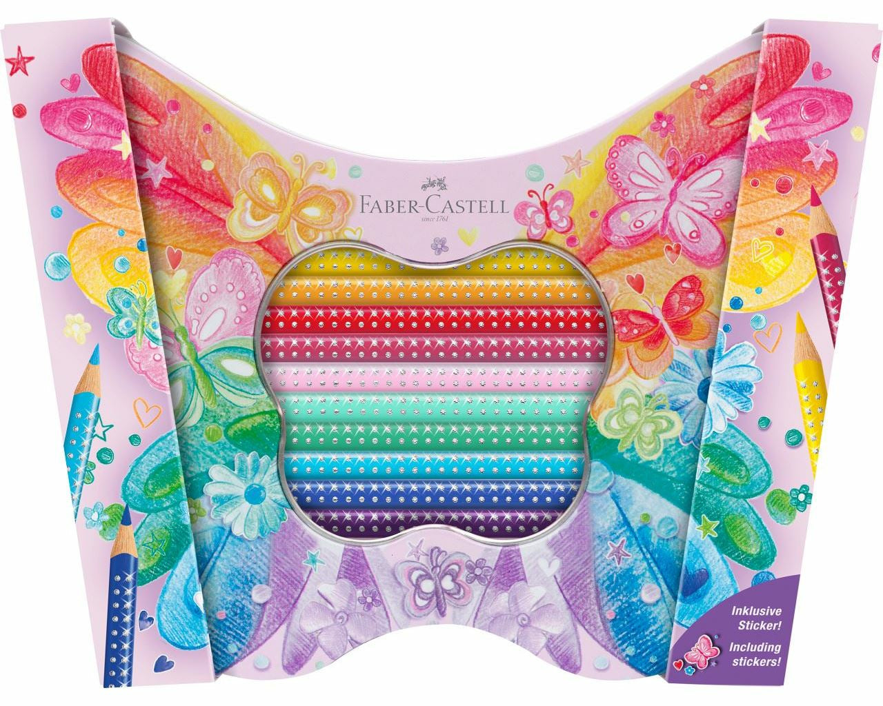Faber-Castell Aquarellfarbstifte Grip Sparkle – 20 Farben, Ø 3 mm, dreikantig, FSC