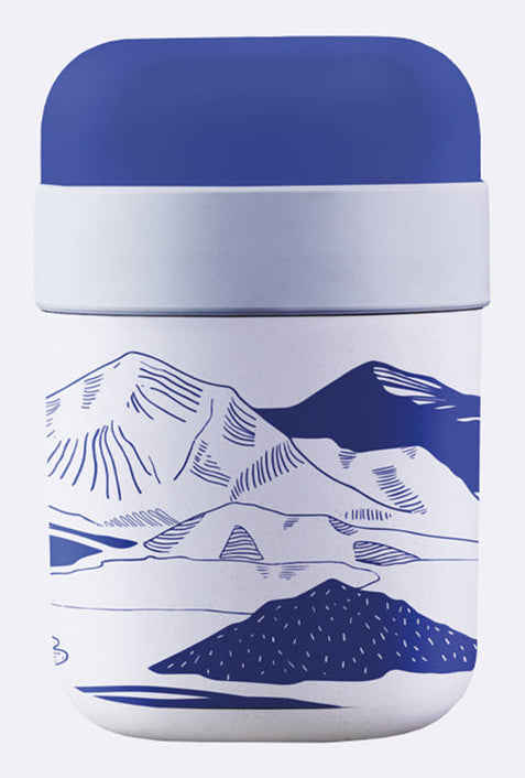 BioLoco Lunchbox 700 ml, rund, Polylactid (PLA), blau, mit Unterteilung