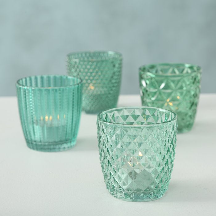 Boltze Marilu Windlicht – Glas, Grün – Ø 7,5 × 7,5 cm – 4-teilig