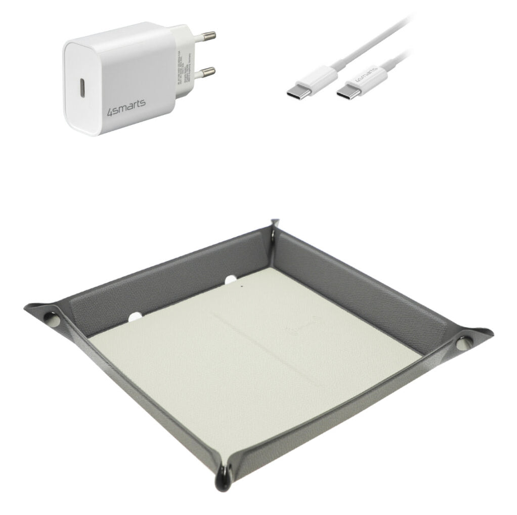 4smarts Smarttray Ladestation (EU) – 20 W, 2× USB-C + 1× USB-A, Qi, faltbar – für Smartphones
