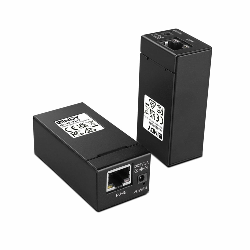 Lindy 43391 USB-Extender – USB 2.0 (480 Mbit/s) zu RJ-45, Cat.6, bis 150 m, USB-B, 2× RJ-45 – Schwarz