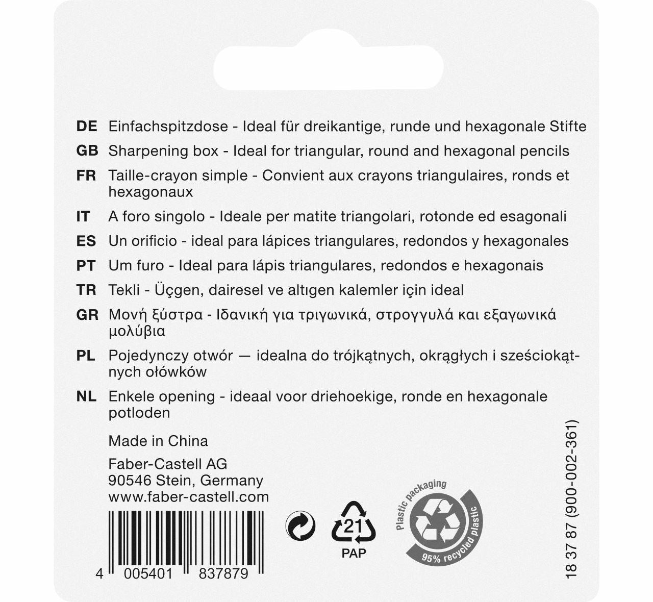 Faber-Castell Grip 2001 – Spitzdose – silber – mit Sicherheitsschraube