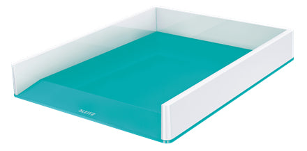 Leitz WOW – Briefkorb für A4, Polystyrol (PS), Blau/Weiss, Hochglänzend, 267 × 49 × 336 mm