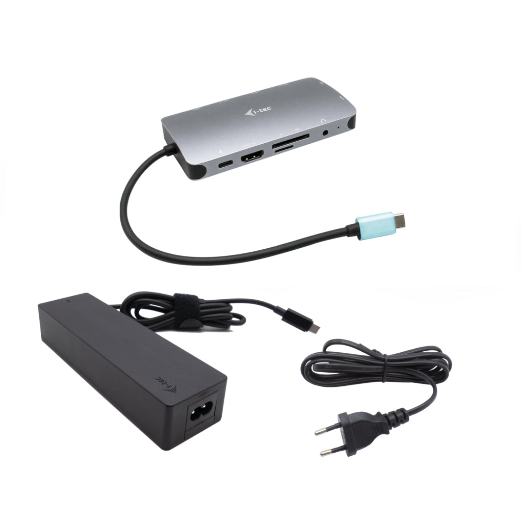 i-tec Metal Nano Dockingstation – USB-C, 1× HDMI, 1× VGA, 3× USB-A, 100 W PD, GbE