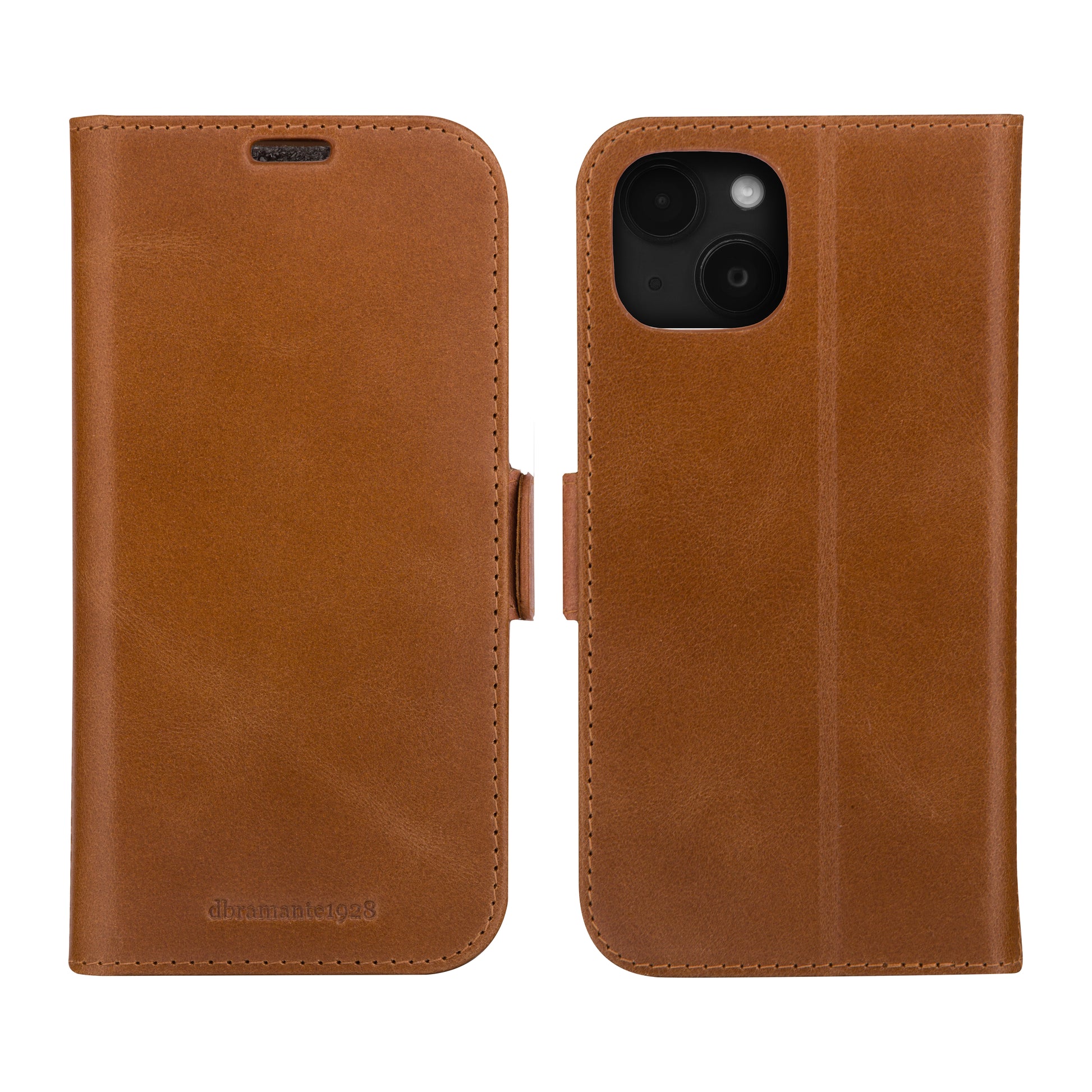 dbramante1928 Folio – für Apple iPhone 15, mit Ständer, 3 Kartenfächer, Leder, Braun