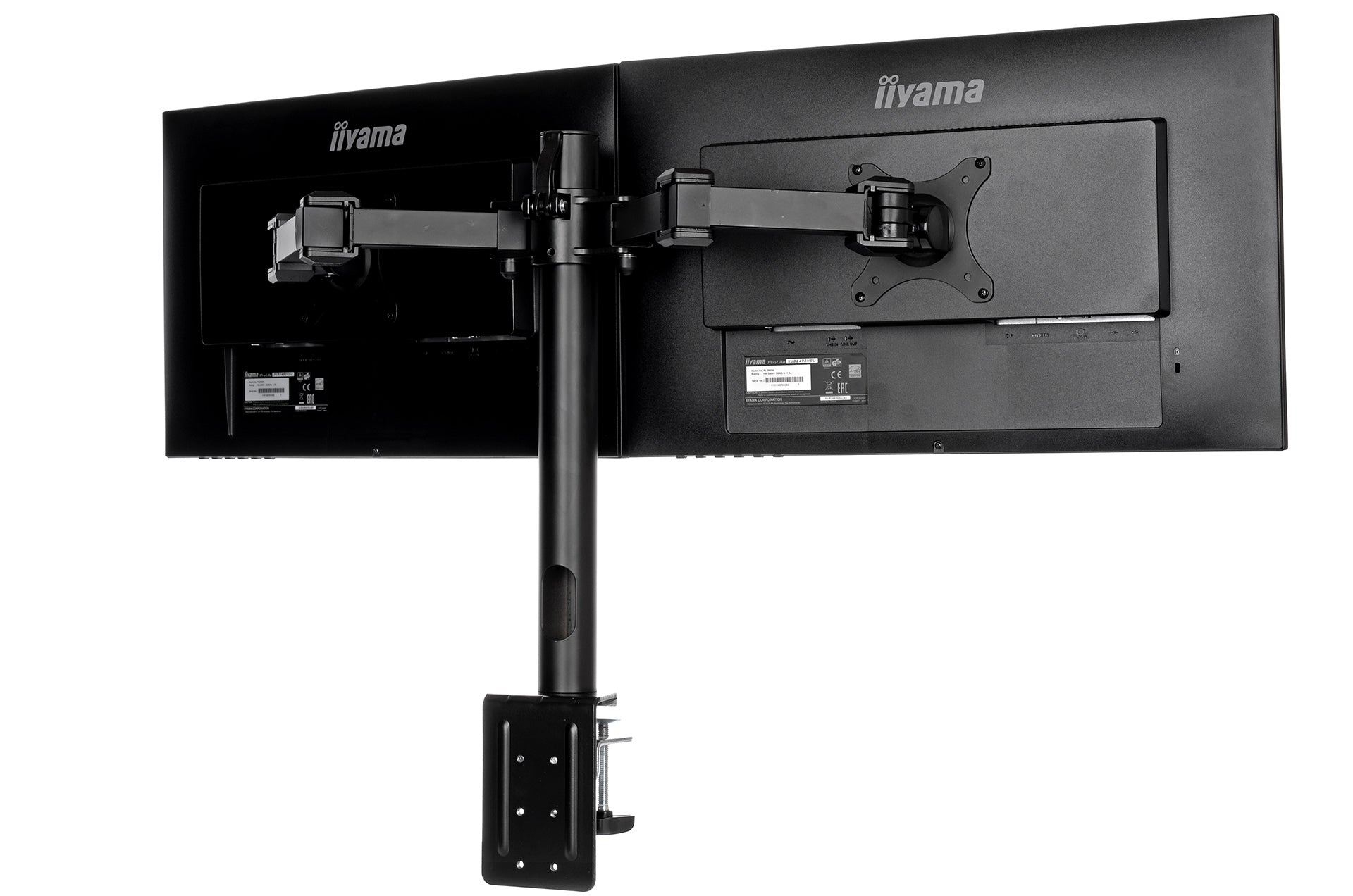 iiyama Monitorarm, Dual, Tischklemme, bis 30", VESA 100 × 100 mm, 10 kg