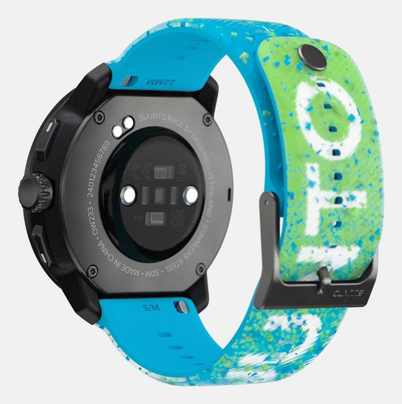 Suunto Race S 45 mm GPS – Fiberglas, Schwarz, Sportband, Blau, 50 m