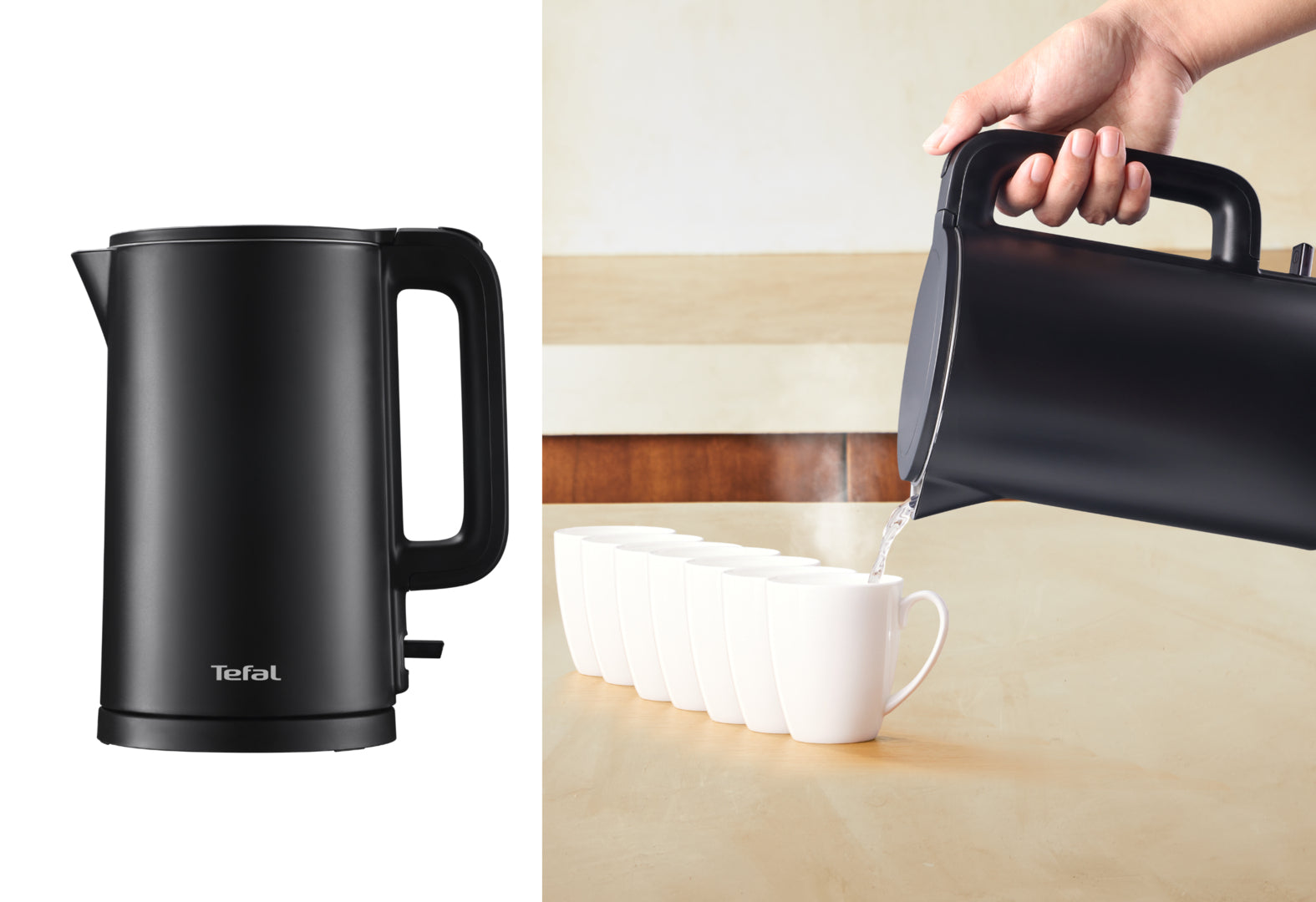Tefal Wasserkocher Thermo Protect KO1408 – 1,5 l, Kunststoff, Warmhalten, 1500 W, Schwarz, 360°-Sockel
