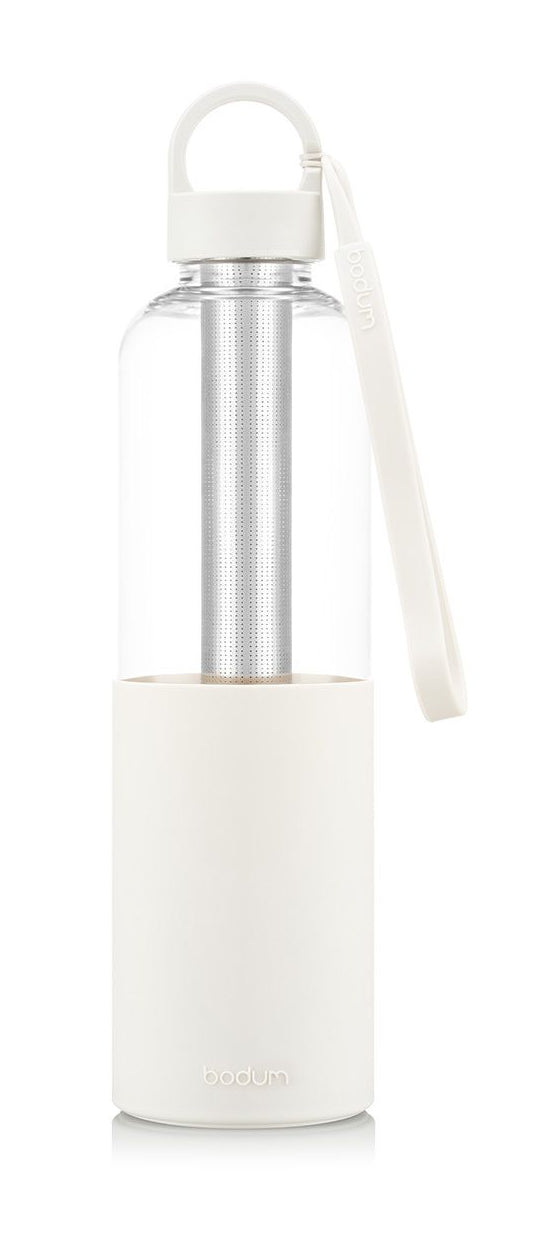 Bodum Melior Trinkflasche 1,2 l – mit Edelstahlsieb, Kunststoff, Weiss