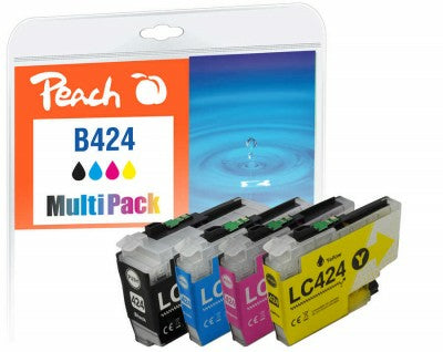 Peach LC-424 Tintenpatronen-Multipack, Schwarz/Cyan/Magenta/Gelb (Kompatibel) – für Brother DCPJ 1200 W/DW/WE
