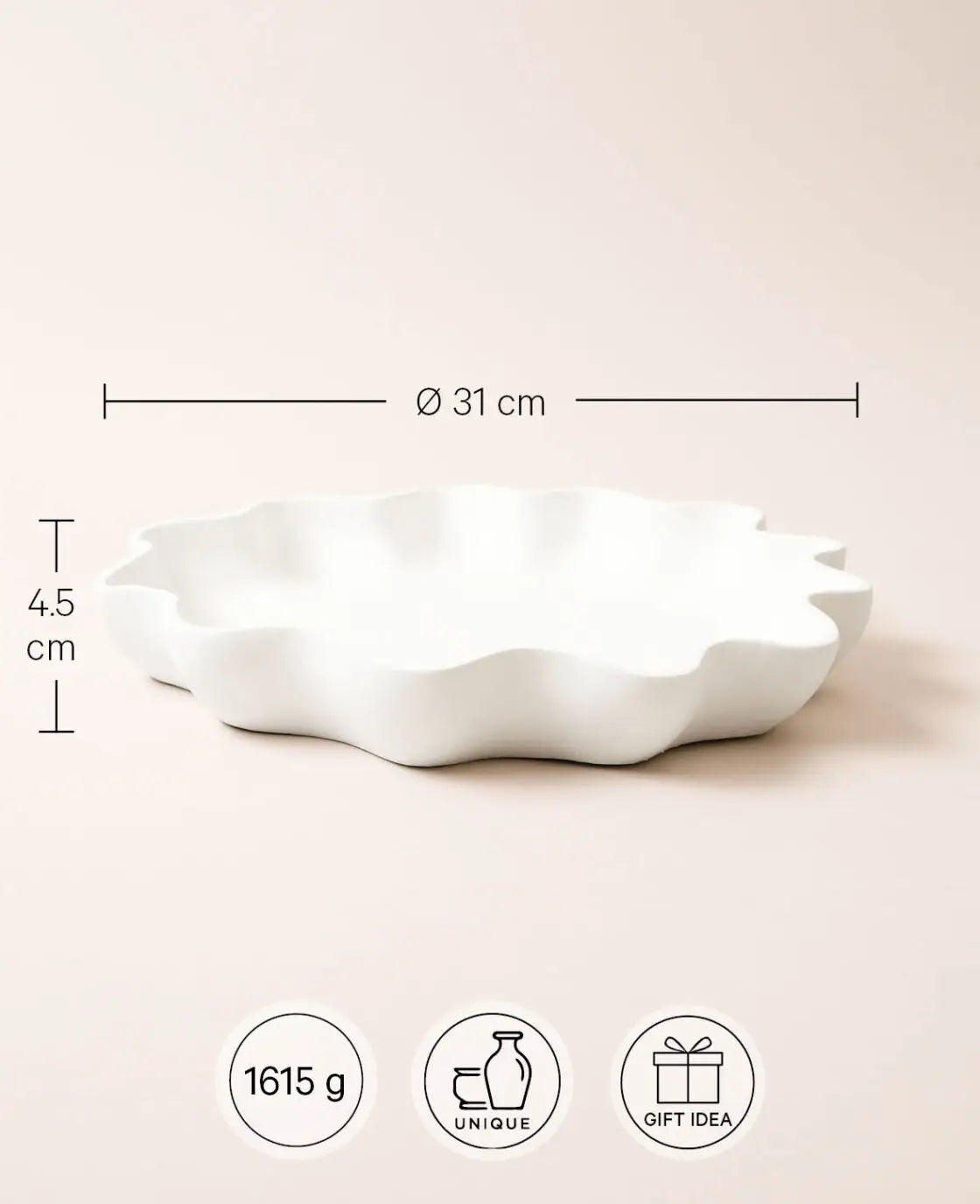 Esmée Fruchtschale Fleur Weiss – Ø 31 cm, rund, Keramik
