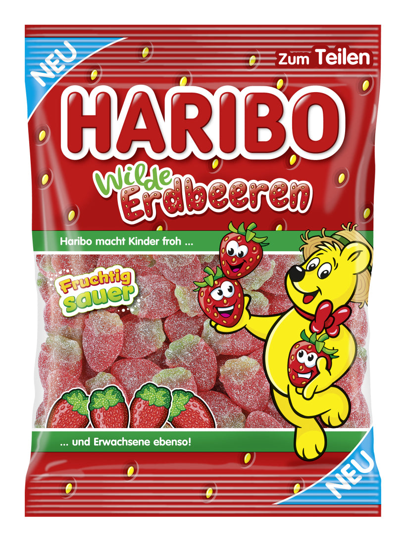 Haribo Fruchtgummi – Wilde Erdbeeren, Sauer – 175 g