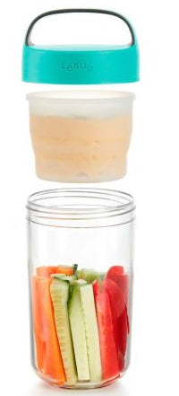 Lékué Lunchbecher – 600 ml, 9,2 × 9,2 × 18,8 cm, Kunststoff (Tritan), Türkis, mikrowellengeeignet