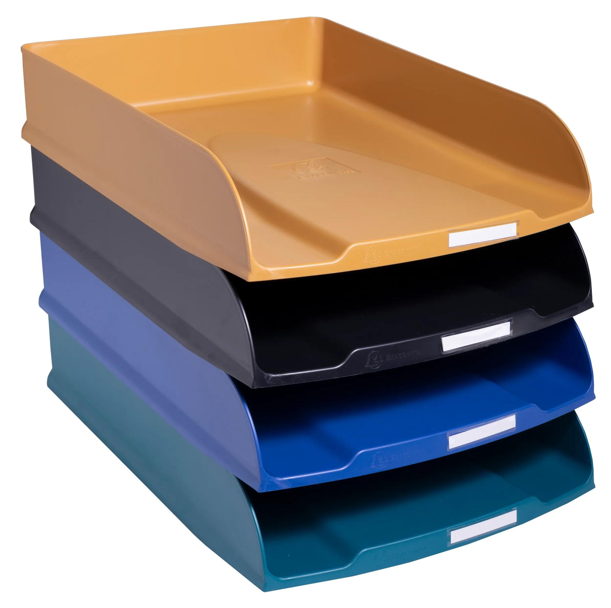 Exacompta Stapelbarer Briefkorb mit Griffausschnitt, matt, sortiert, B 254 × H 65 × T 347 mm, Serie NeoDeco