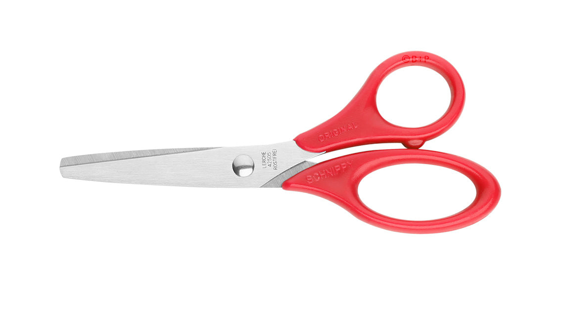 Lerche Kinderschere – 13,0 cm, Edelstahl, für Rechtshänder, abgerundete Spitzen, Kunststoff, farbig sortiert