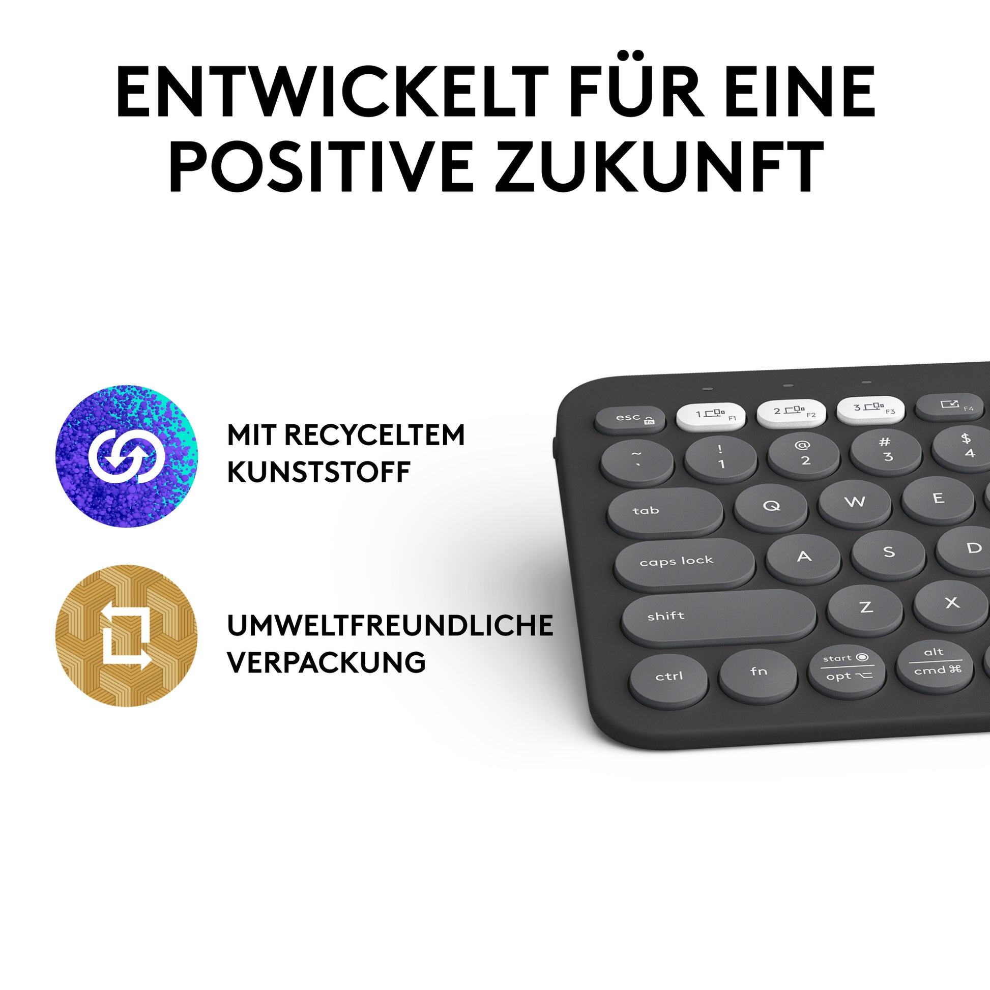 Logitech Pebble Keys 2 K380s – Tastatur, kabellos (Bluetooth), DE-Layout (DE), Graphit