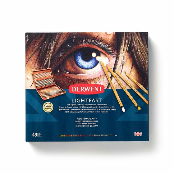 Derwent Buntstifte Professional Lightfast – 48 Farben, im Holzkoffer