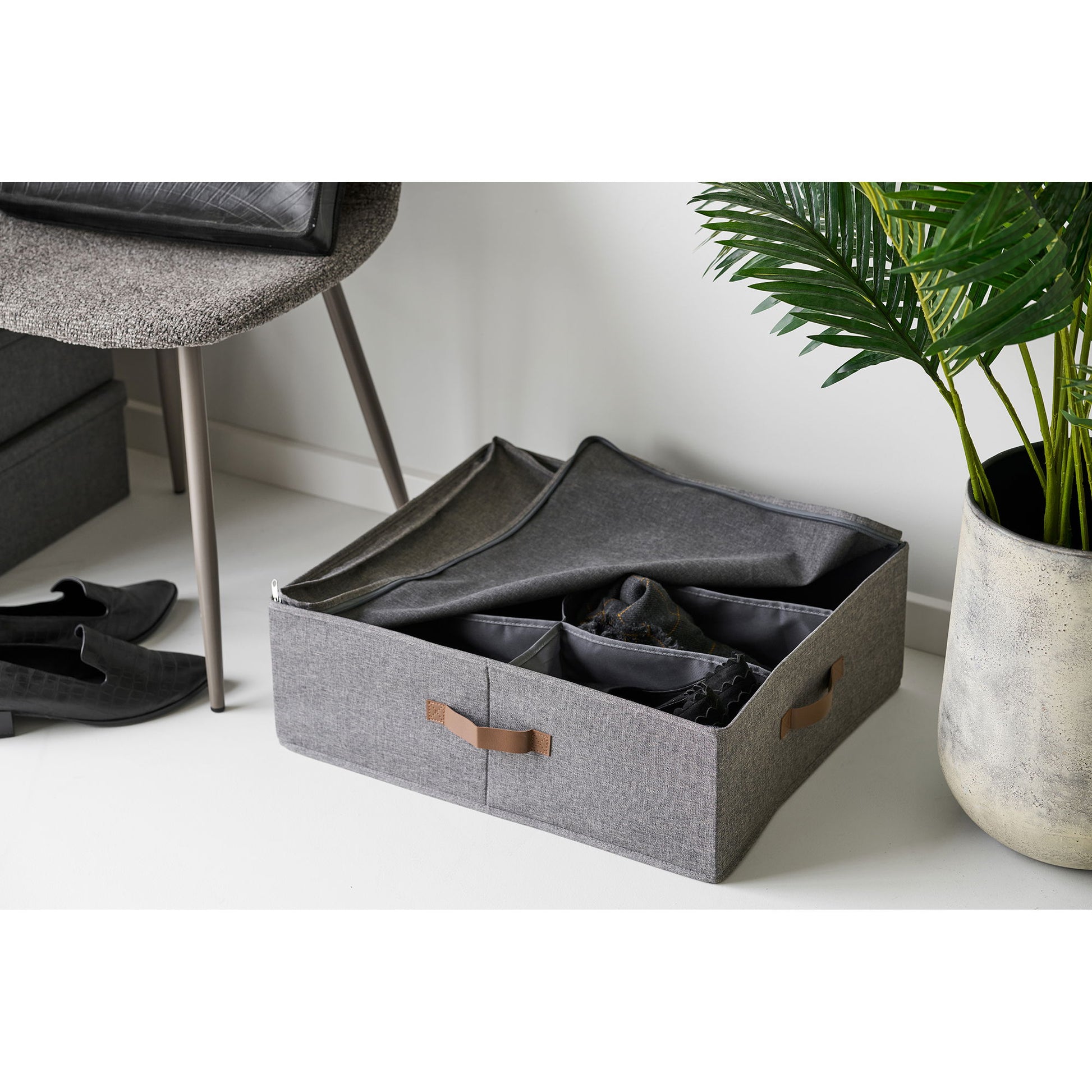 House Nordic Noto Aufbewahrungsbox – Polyester – Dunkelgrau – 560 × 180 × 470 mm