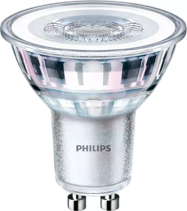 Philips by Signify Philips LED-Leuchtmittel GU10 – Neutralweiss 4000 K, 390 lm, 4,6 W, 36° – 3 Stk., Silber/Glas