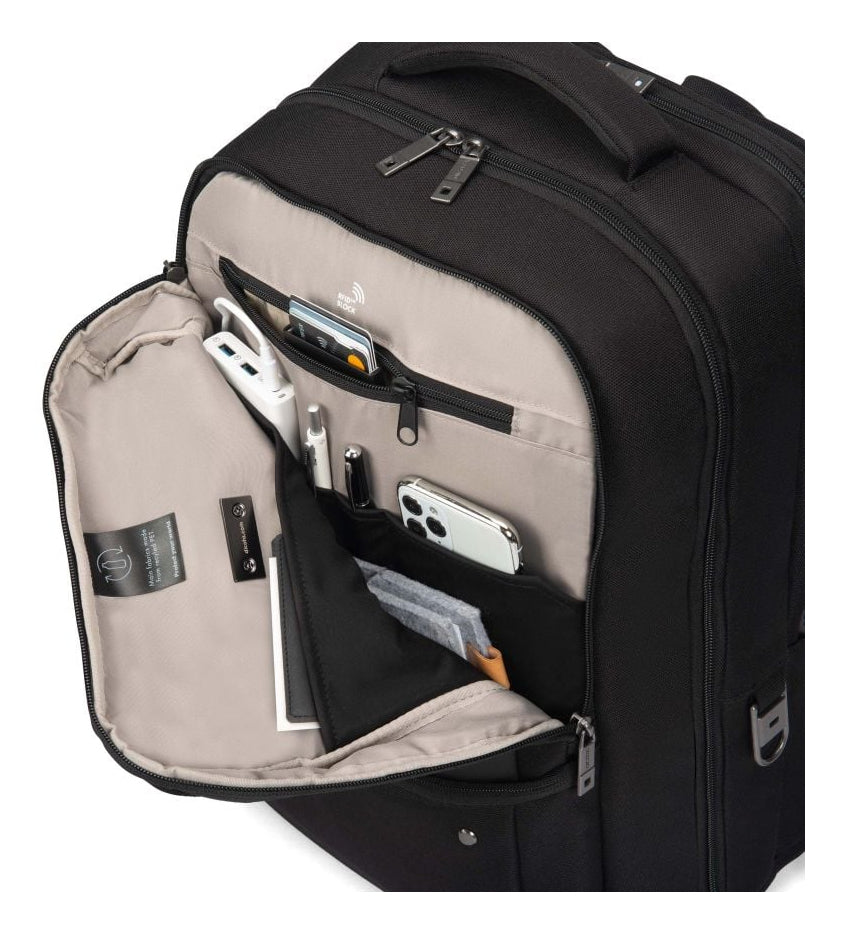 DICOTA Notebook-Rucksack bis 16" – abschliessbar, aus recycelten Materialien – Schwarz
